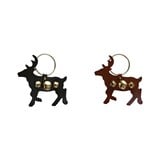 Leather & Metal Deer Door Hanger with Jingle Bells, 2 Colors