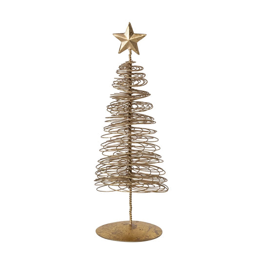 Metal Wire Christmas Tree with Star, Gold Finish