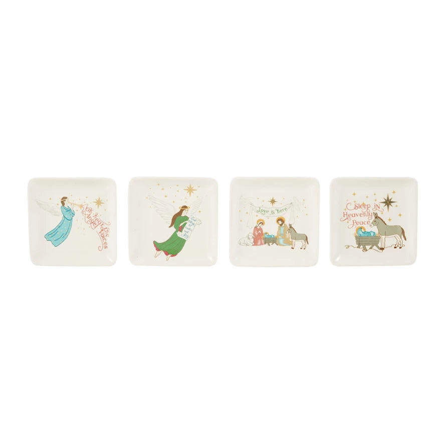 Stoneware Dish with Holiday Figure, 4 Styles ©