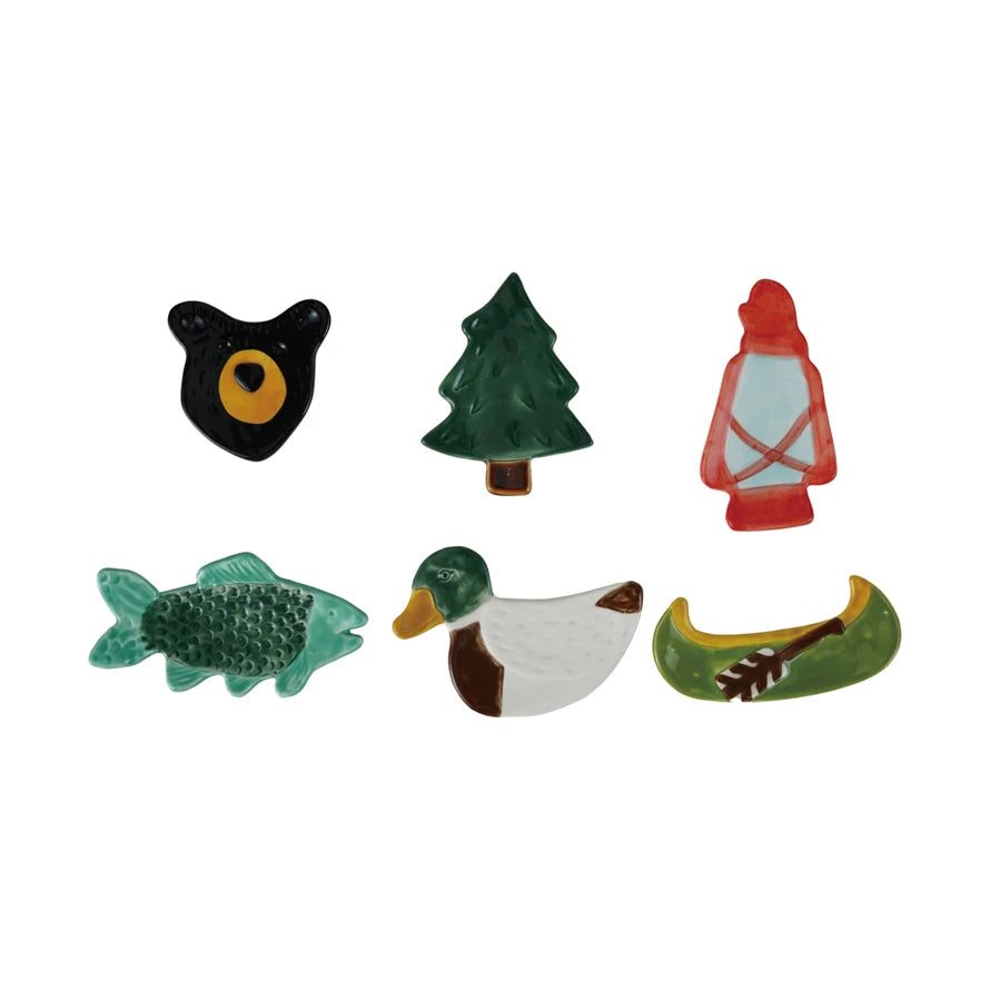 Hand-Painted Stoneware Outdoor Icon Shaped Dish, 6 Styles (Each One Will Vary) ©