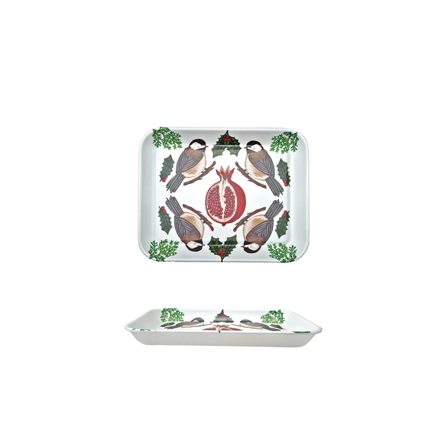 Melamine Tray with Seasonal Botanicals & Birds, Matte Finish ©