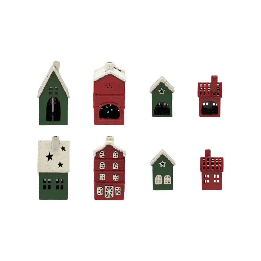 Hand-Painted Ceramic House Shaped Tealight Holders, 4 Styles