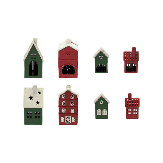 Hand-Painted Ceramic House Shaped Tealight Holders, 4 Styles
